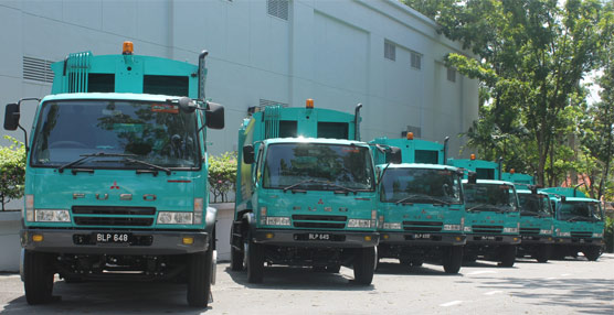Algunos de los camiones Fuso que forman parte del pedido de 466 vehículos destinados a SWM.