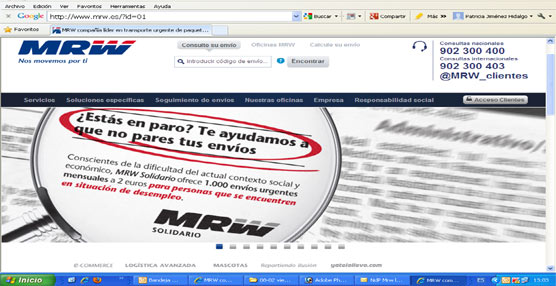 Página web de MRW en la que se da a conocer esta nueva iniciativa solidaria.