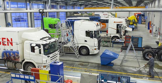 Un taller de reparación del fabricante Scania.