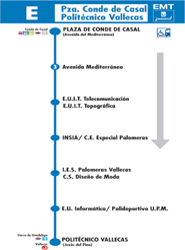 Itinerario de la actual línea E de la EMT de Madrid.