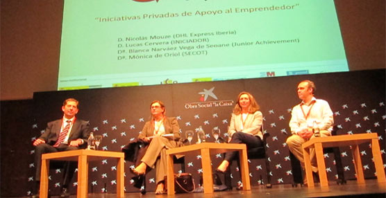 De izda a dcha. Nicolás Mouze (DHL Express), Mónica de Oriol (SECOT), Blanca Narváez Vega de Seoane(Junior Achievement), Lucas Cervera (INICIADOR).