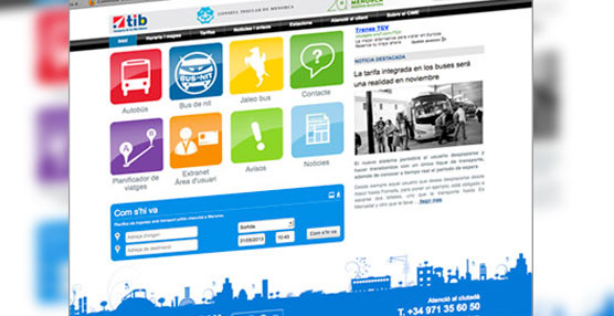Captura de la nueva web que integra todos los transportes públicos de Menorca.