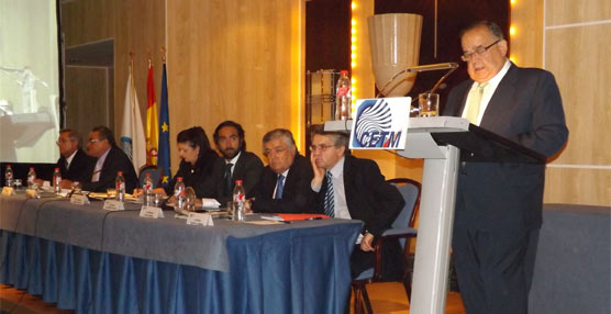 Marcos Montero durante su intervención, tras ser reelegido presidente de CETM.
