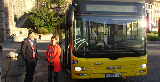 El autobús híbrido que el Ayuntamiento de Segovia ha puesto a prueba en su servicio de transporte urbano.