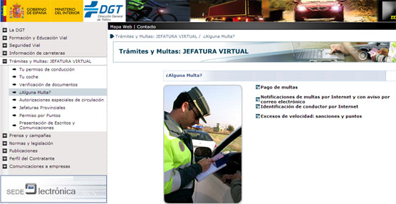 Página web de la DGT.