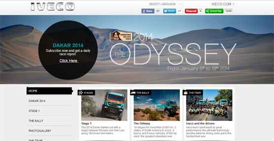 La página web del Dakar 2014 de Iveco.