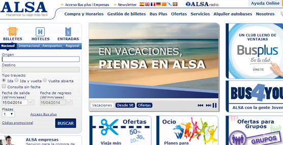 Página 'web' de ALSA www.alsa.es.