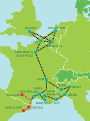 Moventis e iDBUS inauguran una nueva ruta diaria entre Toulouse y Barcelona