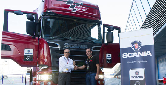 Scania pone a disposición de Dorna 14 camiones con motor V8 para la logística del Mundial de MotoGP