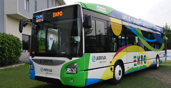 Uno de los autobuses que Iveco ha proporcionado a Expo Milano 2015