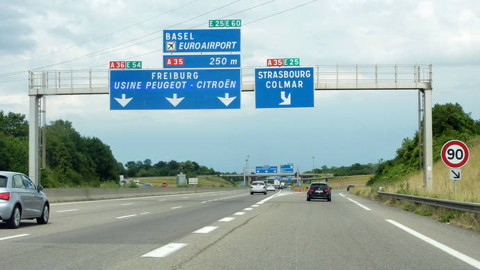Autopista francesa, en la región de Alsacia.