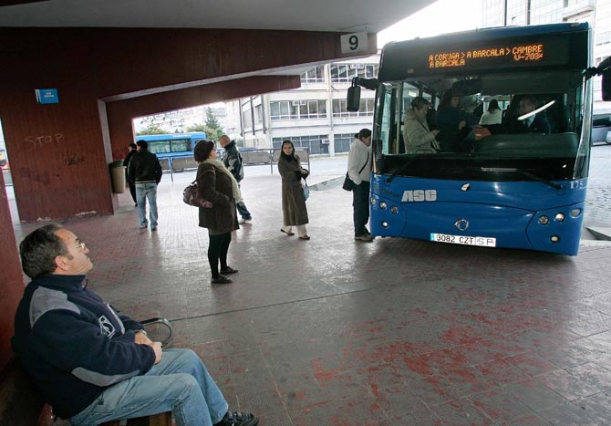 Un autobús interubano de A Coruña.