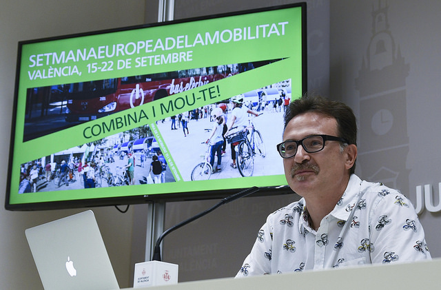 Presentación de la Semana de la Movilidad de Valencia, por parte de su coordinador general del área de Movilidad Sostenible y Espacio Público, Giuseppe Grezzi.