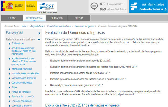 La DGT incorpora en su web datos sobre sanciones