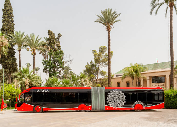 Autobús de Alsa en la Cumbre del Clima COP22 en Marrakech.