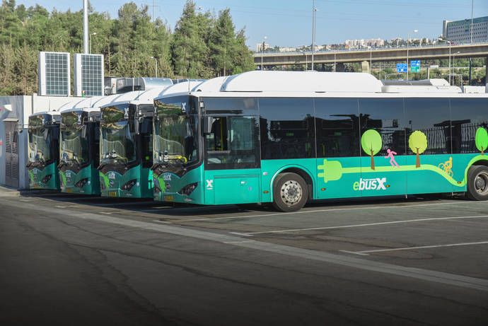 Los nuevos autobuses eléctricos BYD de Jerusalén.