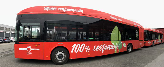 La línea de bus L-2 de Irunbus ya es 100% eléctrica con cuatro Irizar e-mobility