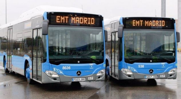 Un par de autobuses de la EMT de Madrid.