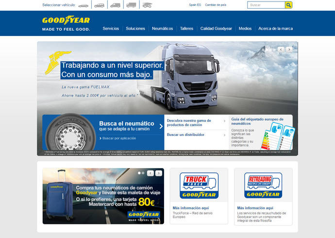 Nueva web de neumáticos para camión de Goodyear para región EMEA