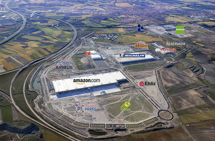 Vista aérea de la Plataforma Central Iberum, con algunas de las empresas ya ubicadas en ella.