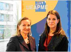La presidenta de UEAPME, Ulrike Rabmer-Koller y la secretaria general, Veronique Willems.
