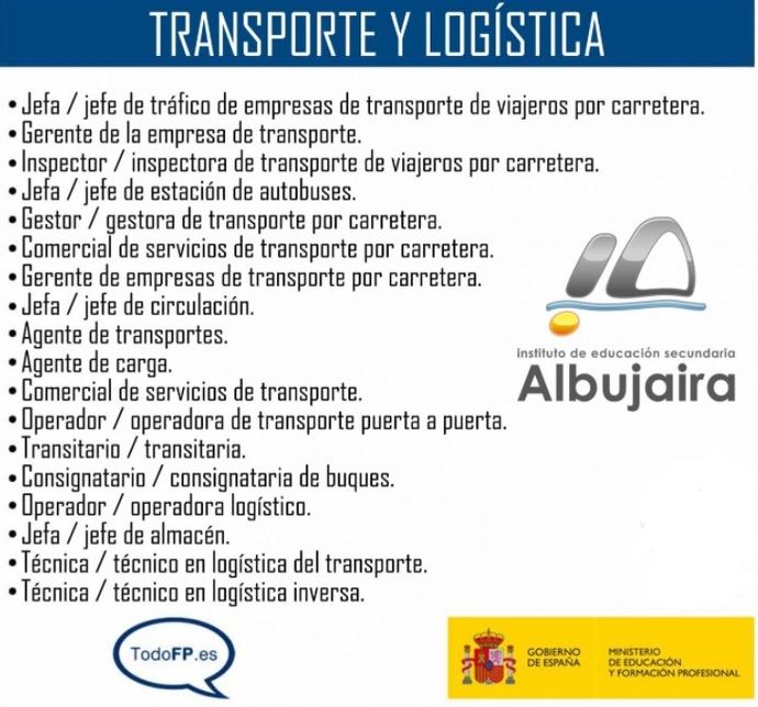 Nuevo grado superior de Transporte y Logística en el IES Albujaira