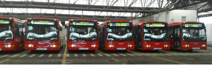 Autobuses urbanos de la ciudad de A Coruña.