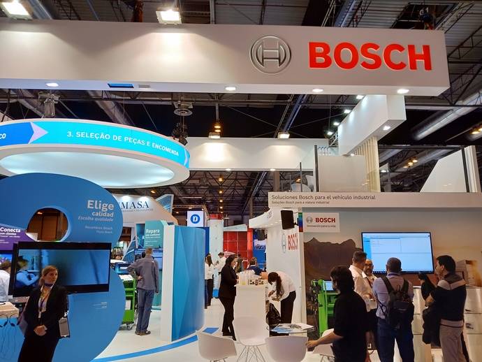Parde del stand de Bosch dedicada al vehículo industrial.