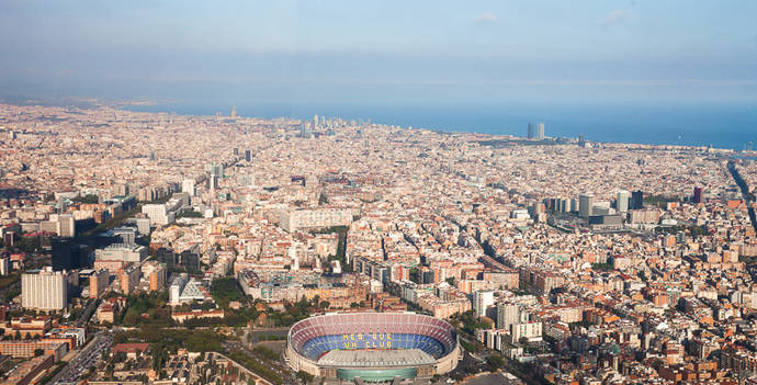 Vista aérea de la ciudad de Barcelona.