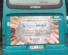 Rotulación de los autobses de Arriva Galicia durante esta semana