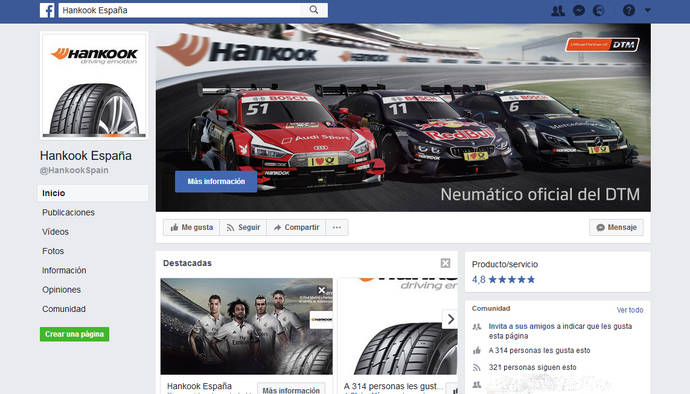 Hankook lanza su página de Facebook en España