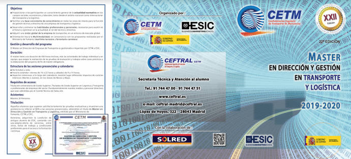 Cartel de la próxima edición del Máster de Transporte de CETM.