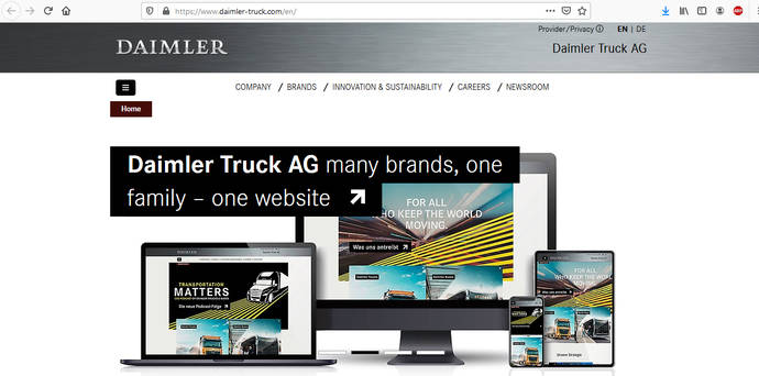 La nueva página web de Daimler Truck & Buses.
