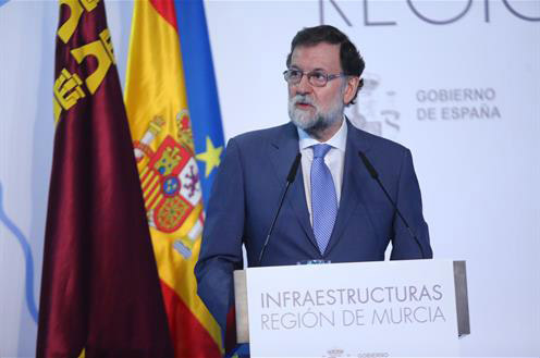 El presidente del Gobierno, Mariano Rajoy, en su intervención en Murcia. 