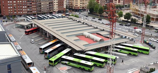Vista aérea de la Estación de Autobuses de Bilbao.