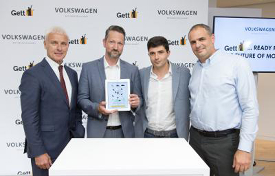 Firmantes del acuerdo entre el Grupo Volkswagen y Gett.