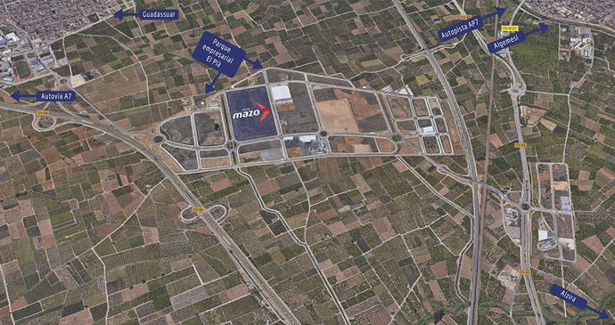 Mapa satélite de los terrenos de la nueva sede de Grupo Mazo.