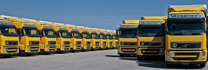 La flota de camiones de una empresa de transporte.