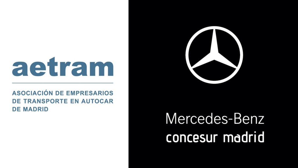 Gráfico con los logotipos de Aetram y Mercedes-Benz Concesur Madrid
