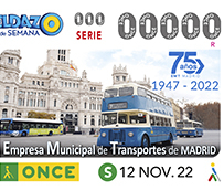 El 75º Aniversario de EMT Madrid, protagonista del cupón de la Once